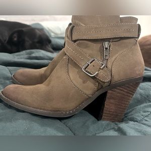 Heeled booties. Very cute with leggings or jeans.
